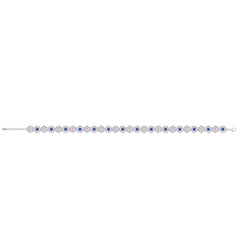Asfour Creations Tennis Bracelet With Blue & Clear Round Design In 925 Sterling Silver – BM0110-WB