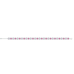 Asfour Creations Tennis Bracelet With Fuchsia & Clear Round Design In 925 Sterling Silver – BM0110-WF