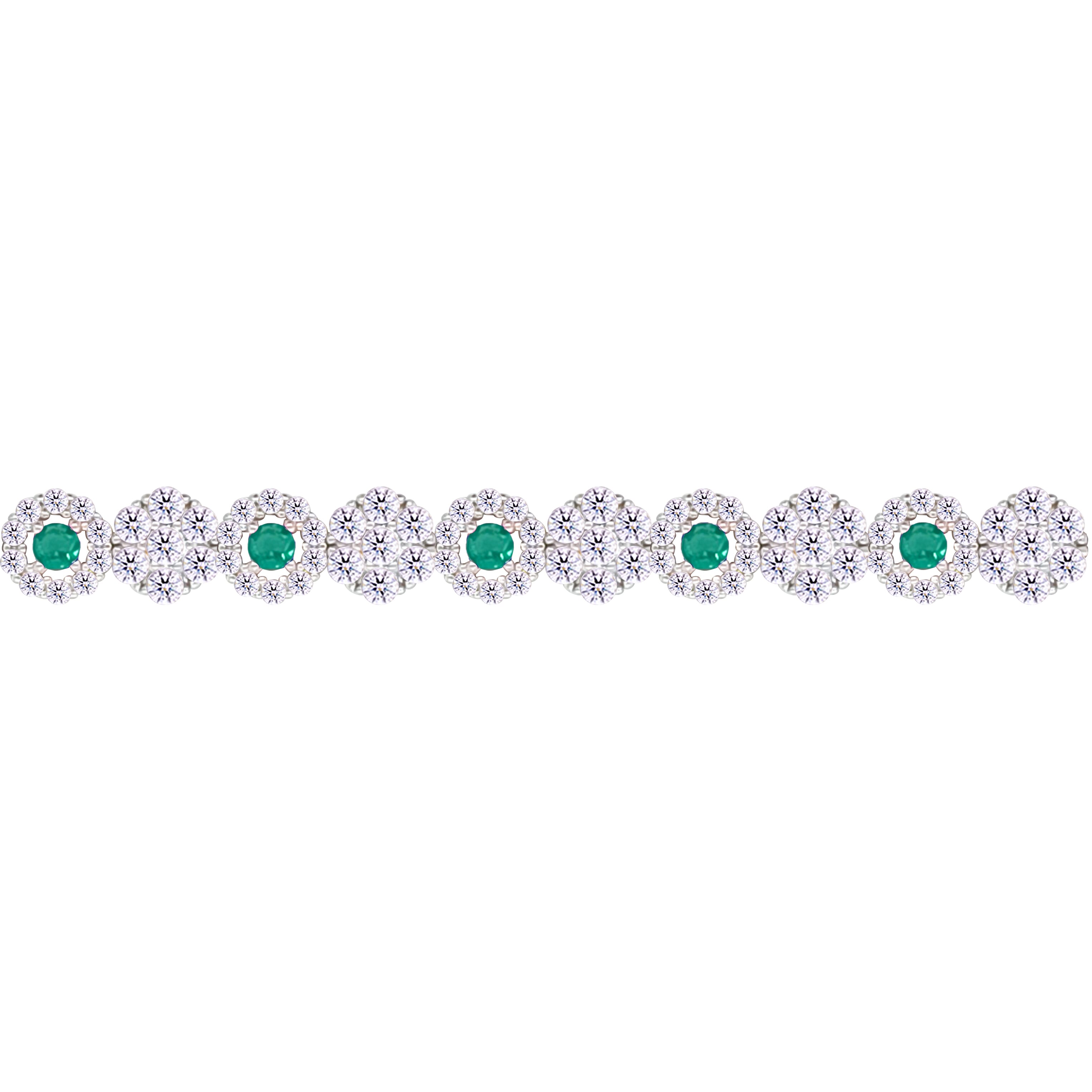 Asfour Crystal Tennis Bracelet With Turquoise Pear & Emerald Zircon In 925 Sterling Silver
