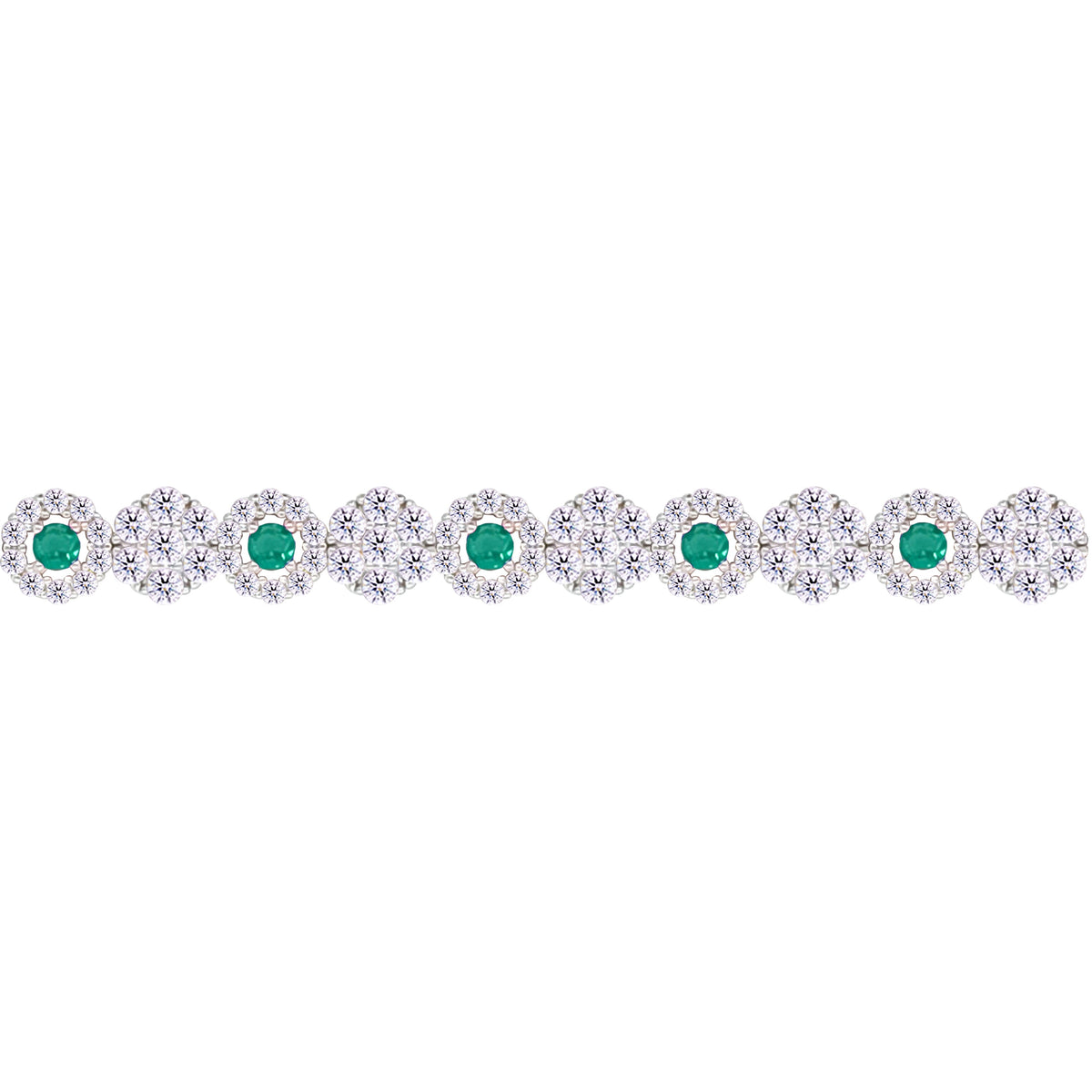 Asfour Crystal Tennis Bracelet With Turquoise Pear & Emerald Zircon In 925 Sterling Silver