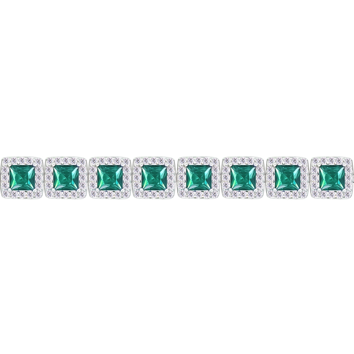 Asfour Crystal Tennis Bracelet With Turquoise Pear & Emerald Zircon In 925 Sterling Silver
