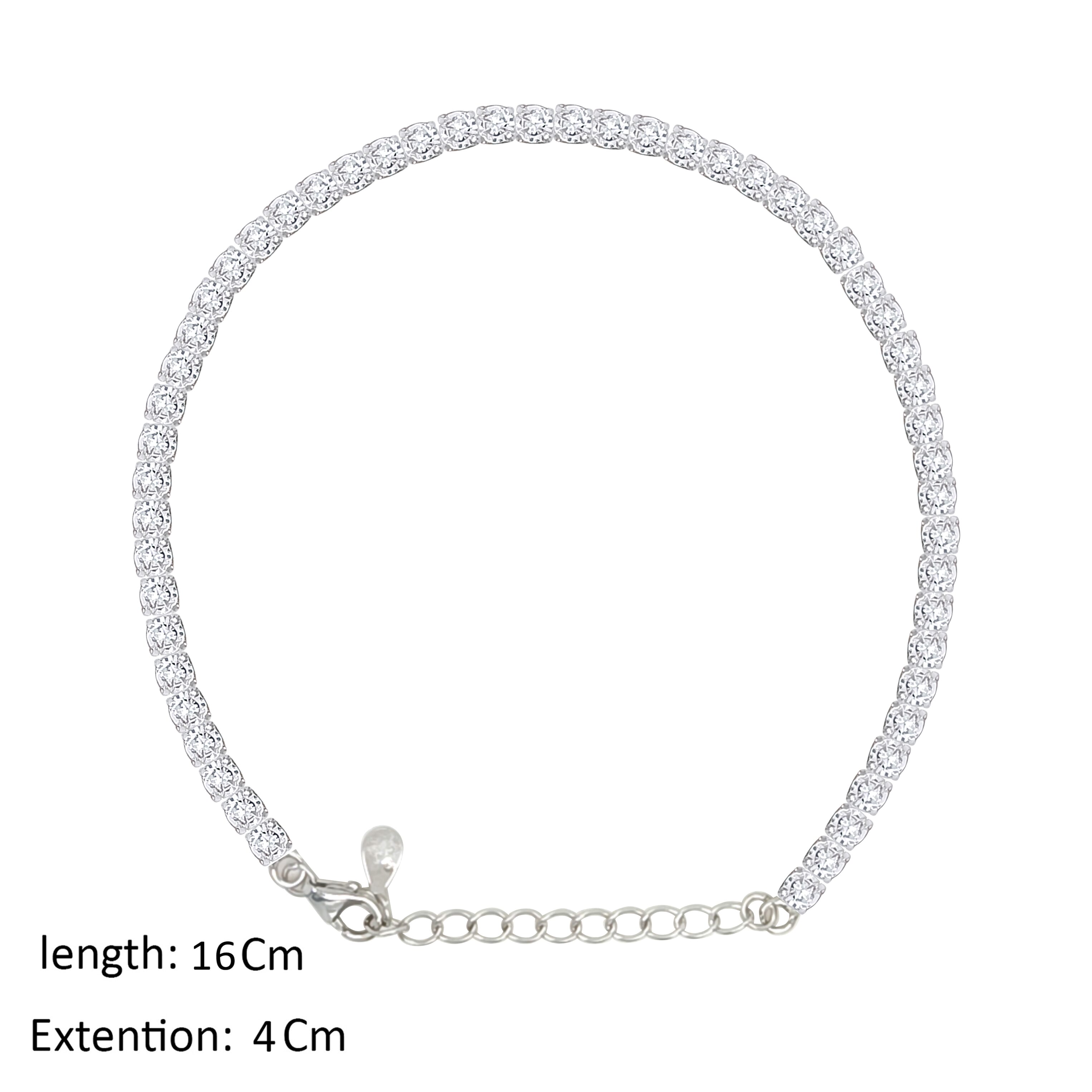 Asfour Crystal Tennis Bracelet With Round Design In 925 Sterling Silver-BM0131