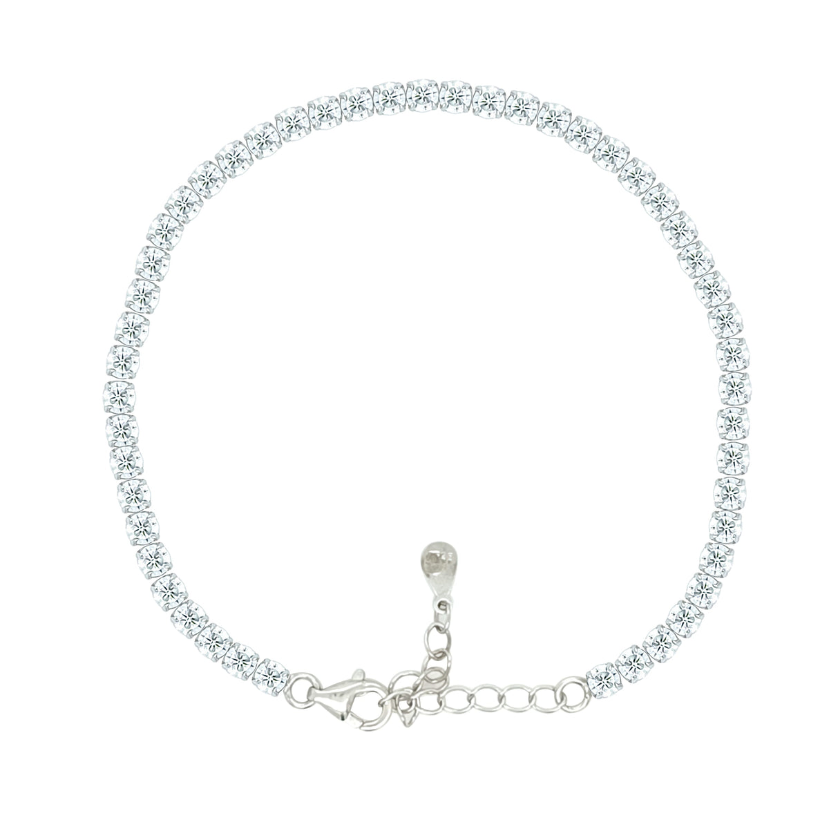 Asfour Crystal Tennis Bracelet With Turquoise Pear & Emerald Zircon In 925 Sterling Silver