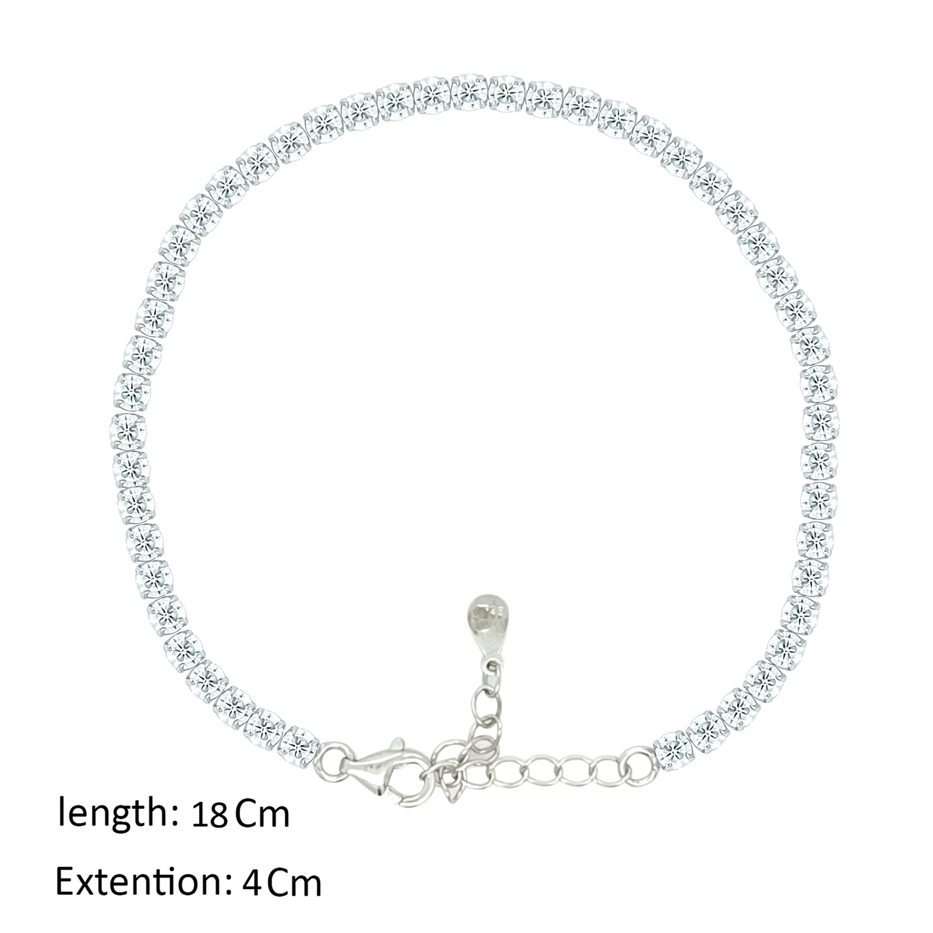 Asfour Crystal Tennis Bracelet With Round Design In 925 Sterling Silver-BM0132