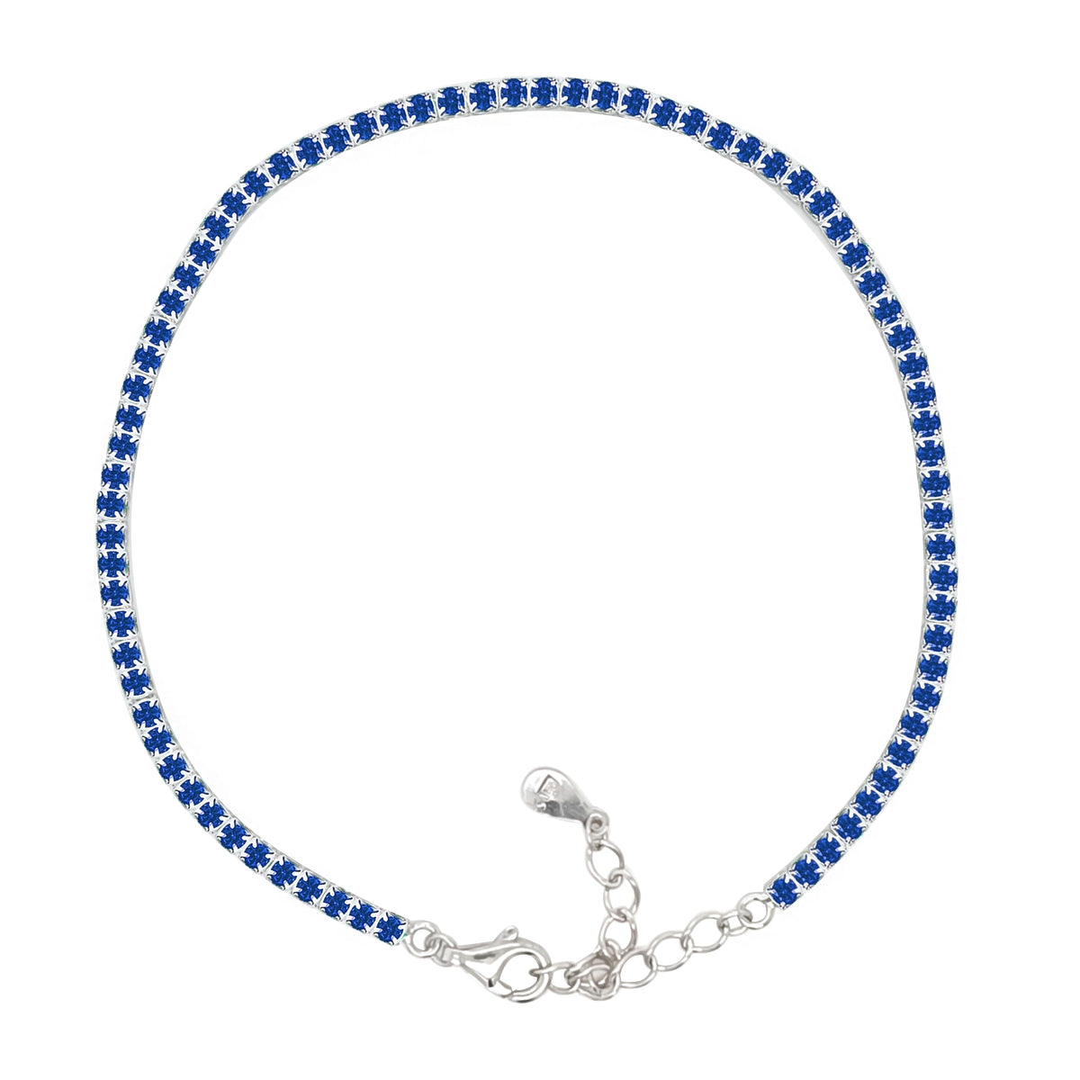 Asfour Crystal Tennis Bracelet With Turquoise Pear & Emerald Zircon In 925 Sterling Silver