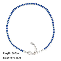 Asfour Crystal Tennis Bracelet With Blue Round Zircon In 925 Sterling Silver-BM0133-B