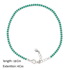 Asfour Crystal Tennis Bracelet With Emerald Round Zircon In 925 Sterling Silver-BM0133-G