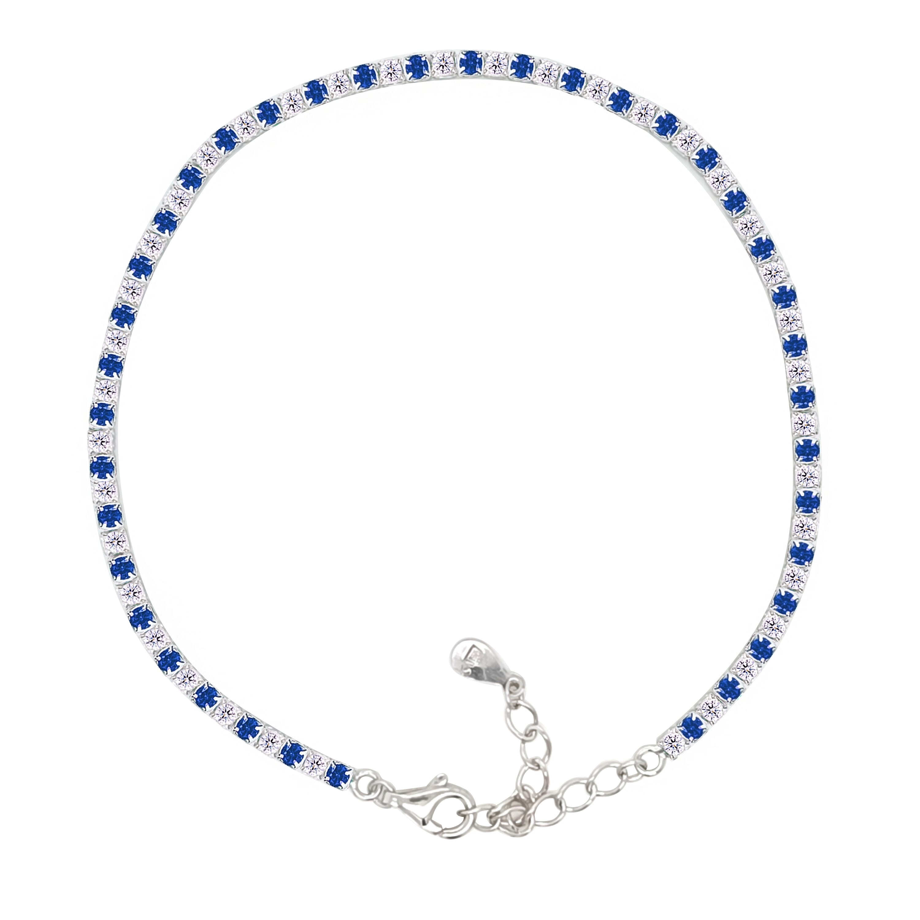 Asfour Crystal Tennis Bracelet With Turquoise Pear & Emerald Zircon In 925 Sterling Silver