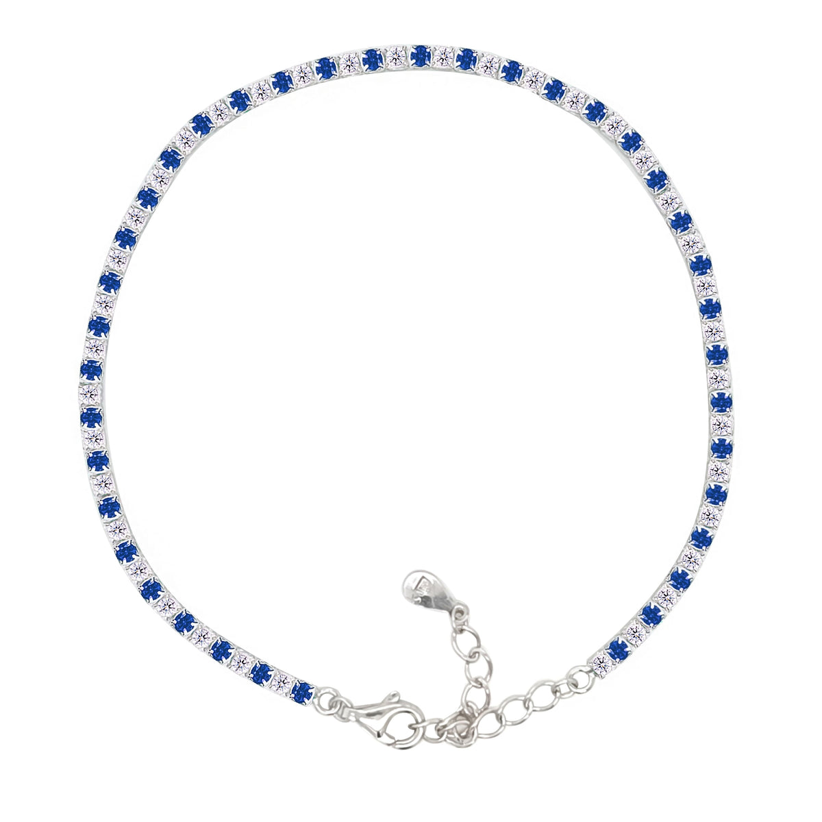 Asfour Crystal Tennis Bracelet With Turquoise Pear & Emerald Zircon In 925 Sterling Silver