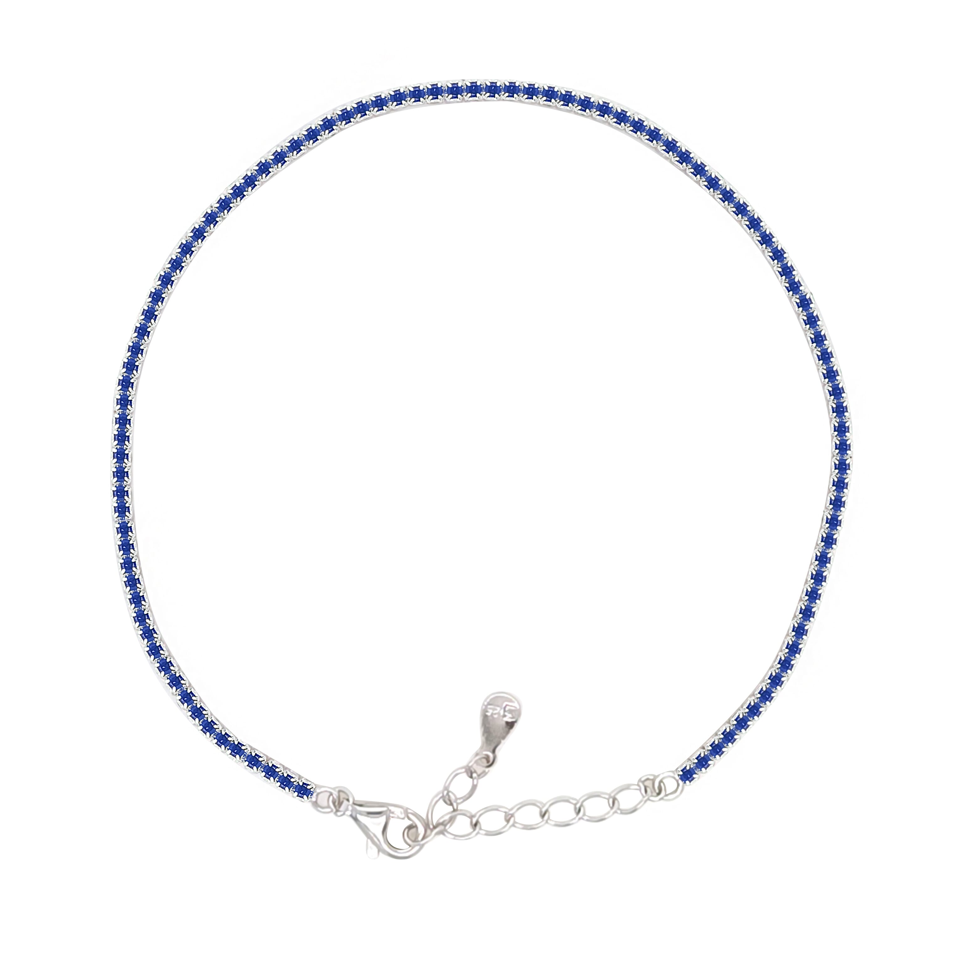 Asfour Crystal Tennis Bracelet With Turquoise Pear & Emerald Zircon In 925 Sterling Silver