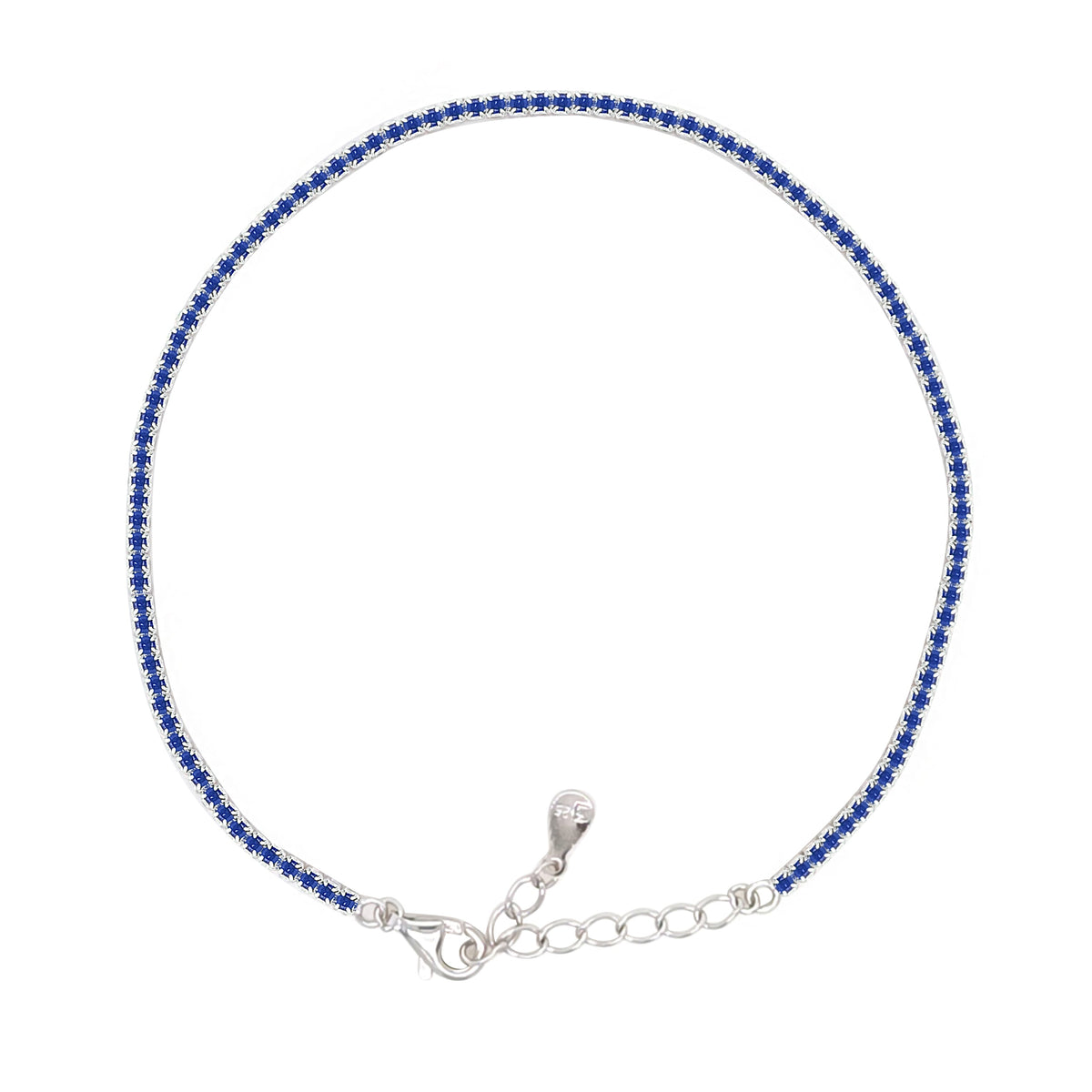 Asfour Crystal Tennis Bracelet With Turquoise Pear & Emerald Zircon In 925 Sterling Silver