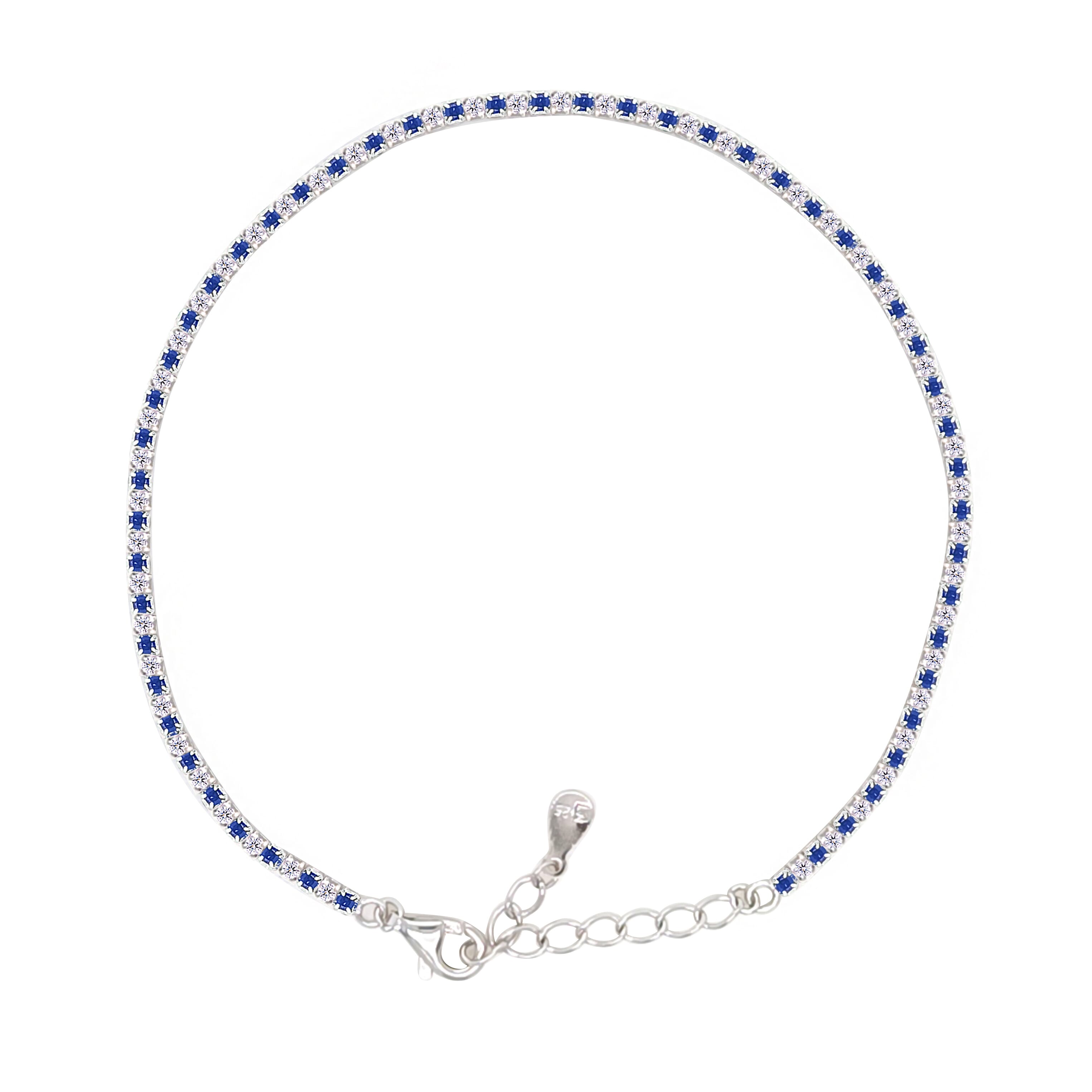 Asfour Crystal Tennis Bracelet With Turquoise Pear & Emerald Zircon In 925 Sterling Silver