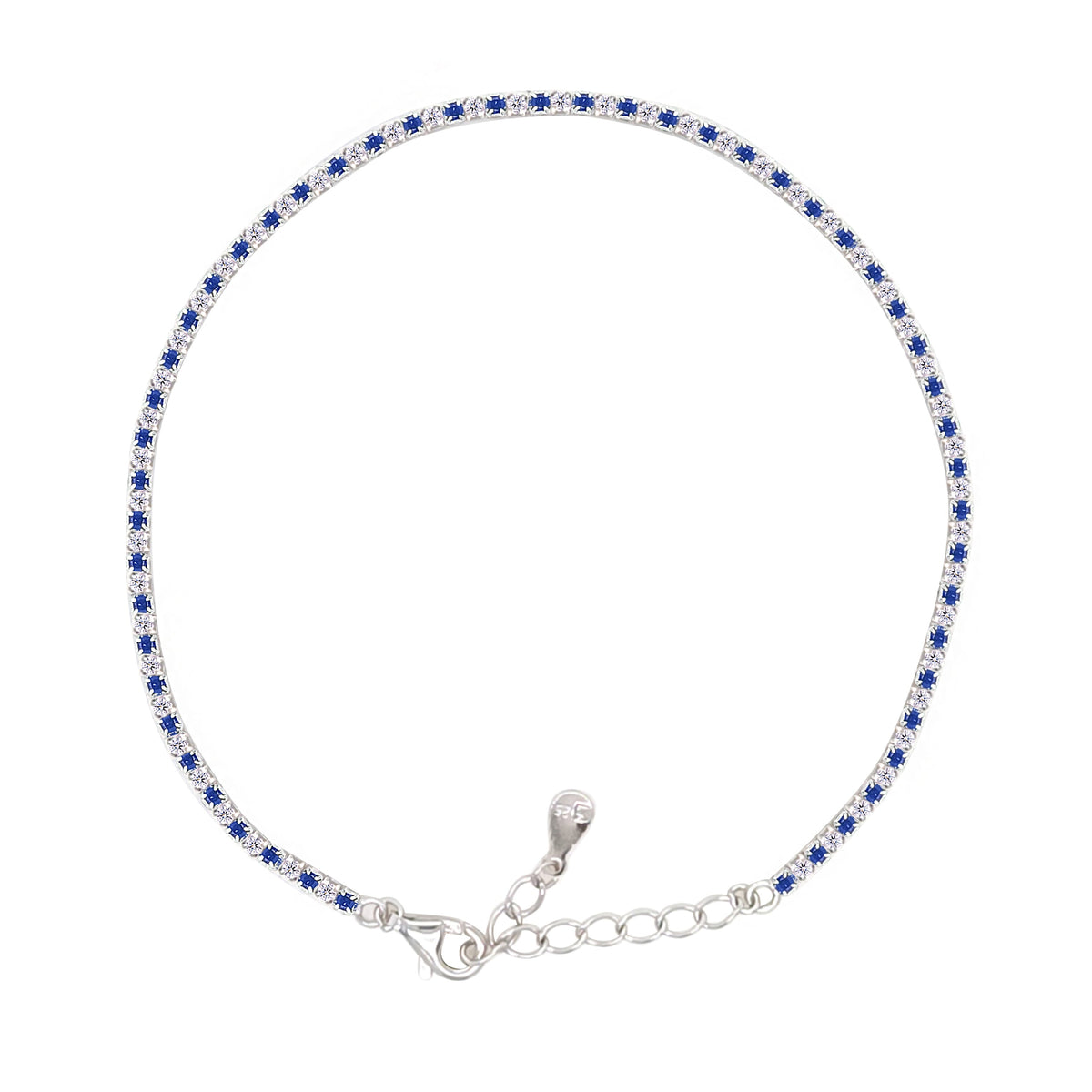 Asfour Crystal Tennis Bracelet With Turquoise Pear & Emerald Zircon In 925 Sterling Silver