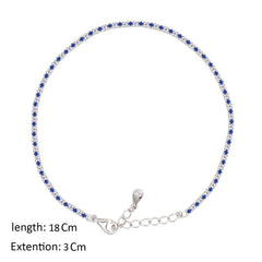 Asfour Creations Tennis Bracelet With Blue & Clear Round Design In 925 Sterling Silver – BM0134-WB