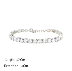 Asfour Creations Tennis Bracelet With Round Zircon In 925 Sterling Silver – BM0144