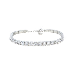 Asfour Crystal Tennis Bracelet With Turquoise Pear & Emerald Zircon In 925 Sterling Silver