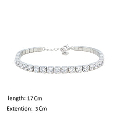 Asfour Creations Tennis Bracelet With Round Zircon In 925 Sterling Silver – BM0145