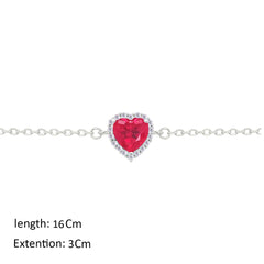 Asfour Crystal Chain Bracelet With Ruby Heart Design In 925 Sterling Silver-BM0147-R