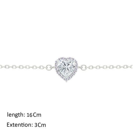 Asfour Crystal Chain Bracelet With Heart Design In 925 Sterling Silver-BM0147
