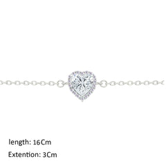 Asfour Crystal Chain Bracelet With Heart Design In 925 Sterling Silver-BM0147