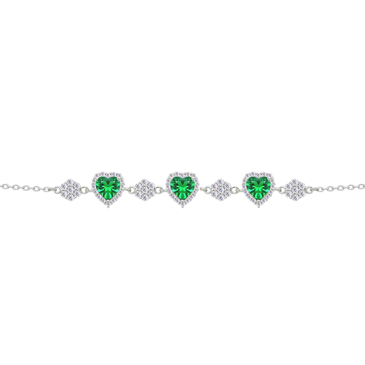 Asfour Crystal Tennis Bracelet With Turquoise Pear & Emerald Zircon In 925 Sterling Silver