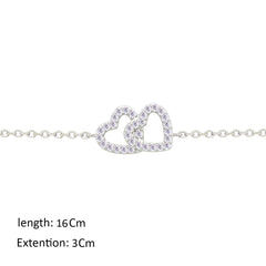 Asfour Crystal Chain Bracelet With Hollow Hearts Design In 925 Sterling Silver-BM0152