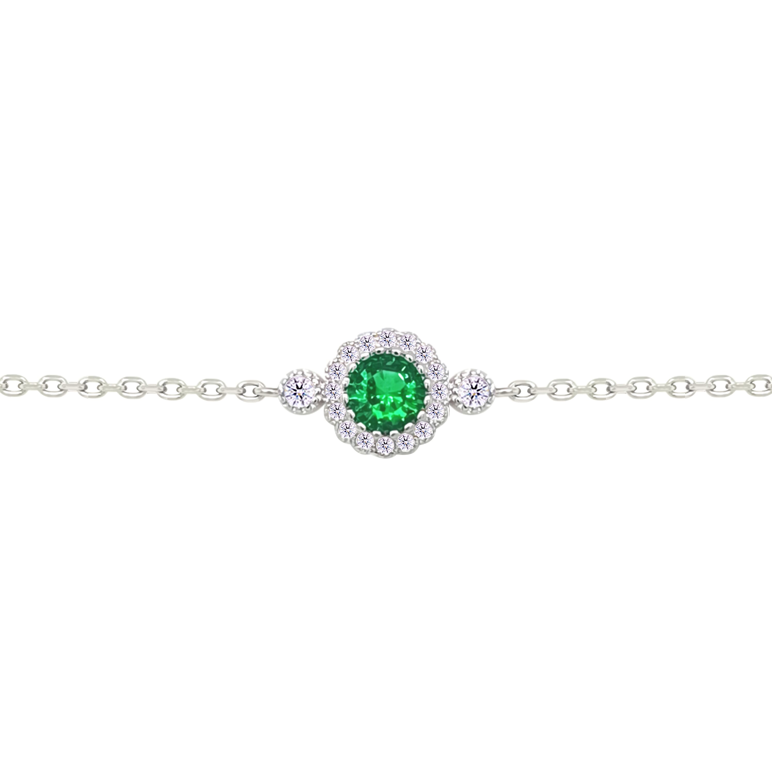 Asfour Crystal Tennis Bracelet With Turquoise Pear & Emerald Zircon In 925 Sterling Silver