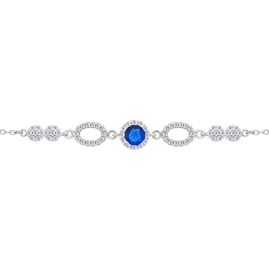 Asfour Crystal Tennis Bracelet With Turquoise Pear & Emerald Zircon In 925 Sterling Silver