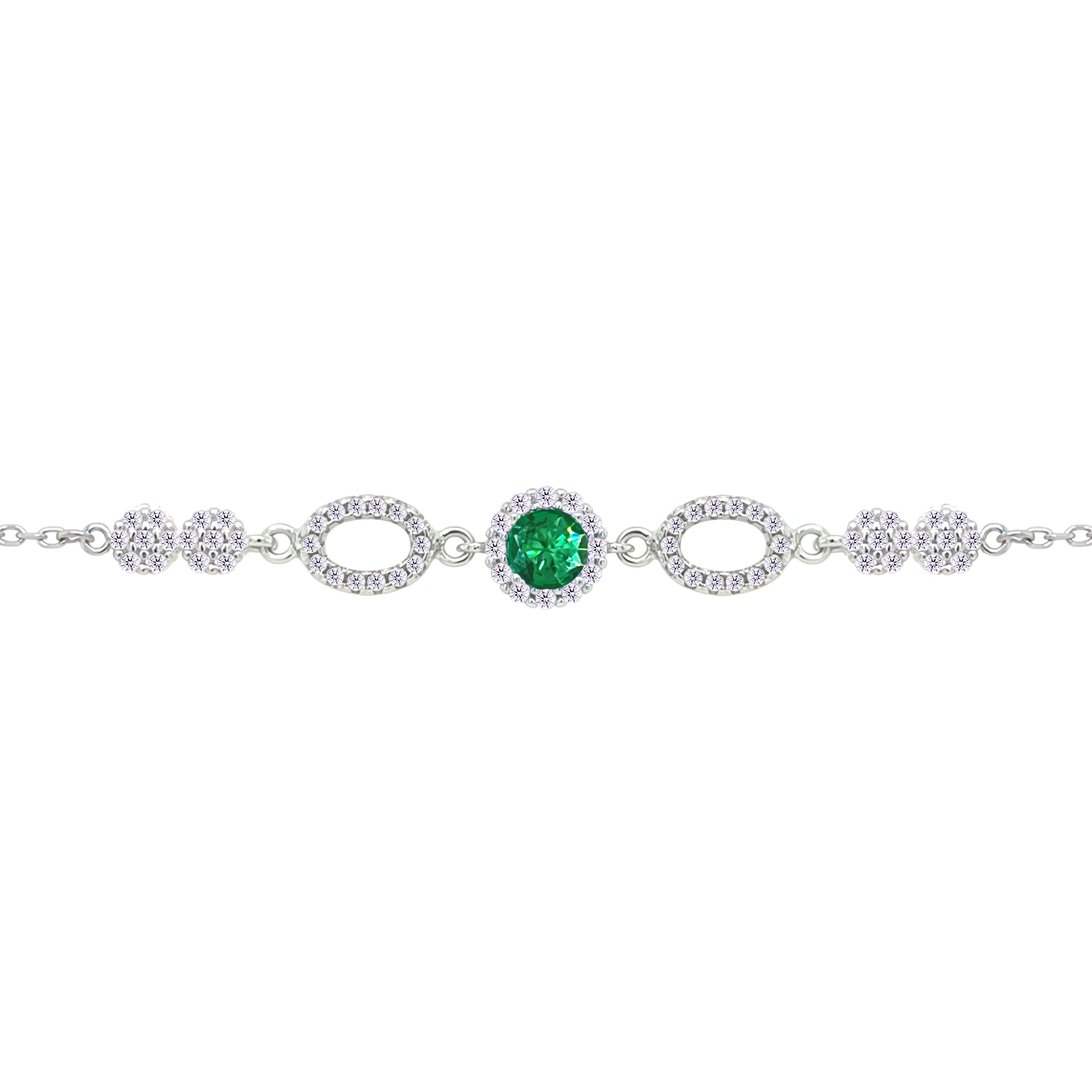 Asfour Crystal Tennis Bracelet With Turquoise Pear & Emerald Zircon In 925 Sterling Silver