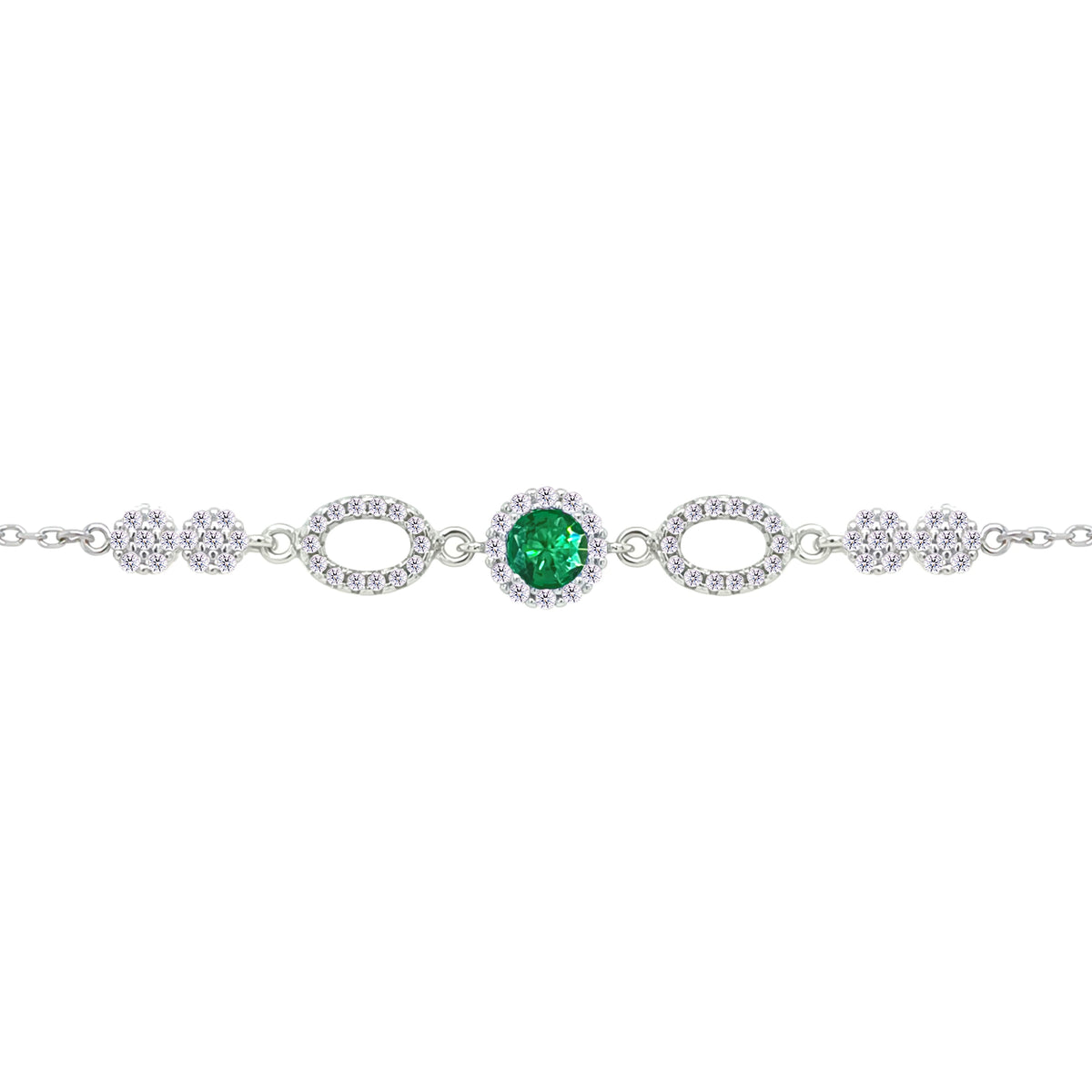 Asfour Crystal Tennis Bracelet With Turquoise Pear & Emerald Zircon In 925 Sterling Silver