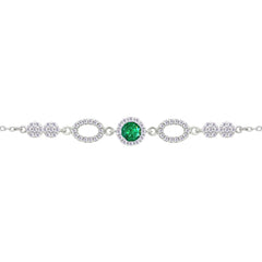 Asfour Crystal Tennis Bracelet With Turquoise Pear & Emerald Zircon In 925 Sterling Silver