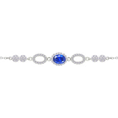 Asfour Crystal Tennis Bracelet With Turquoise Pear & Emerald Zircon In 925 Sterling Silver