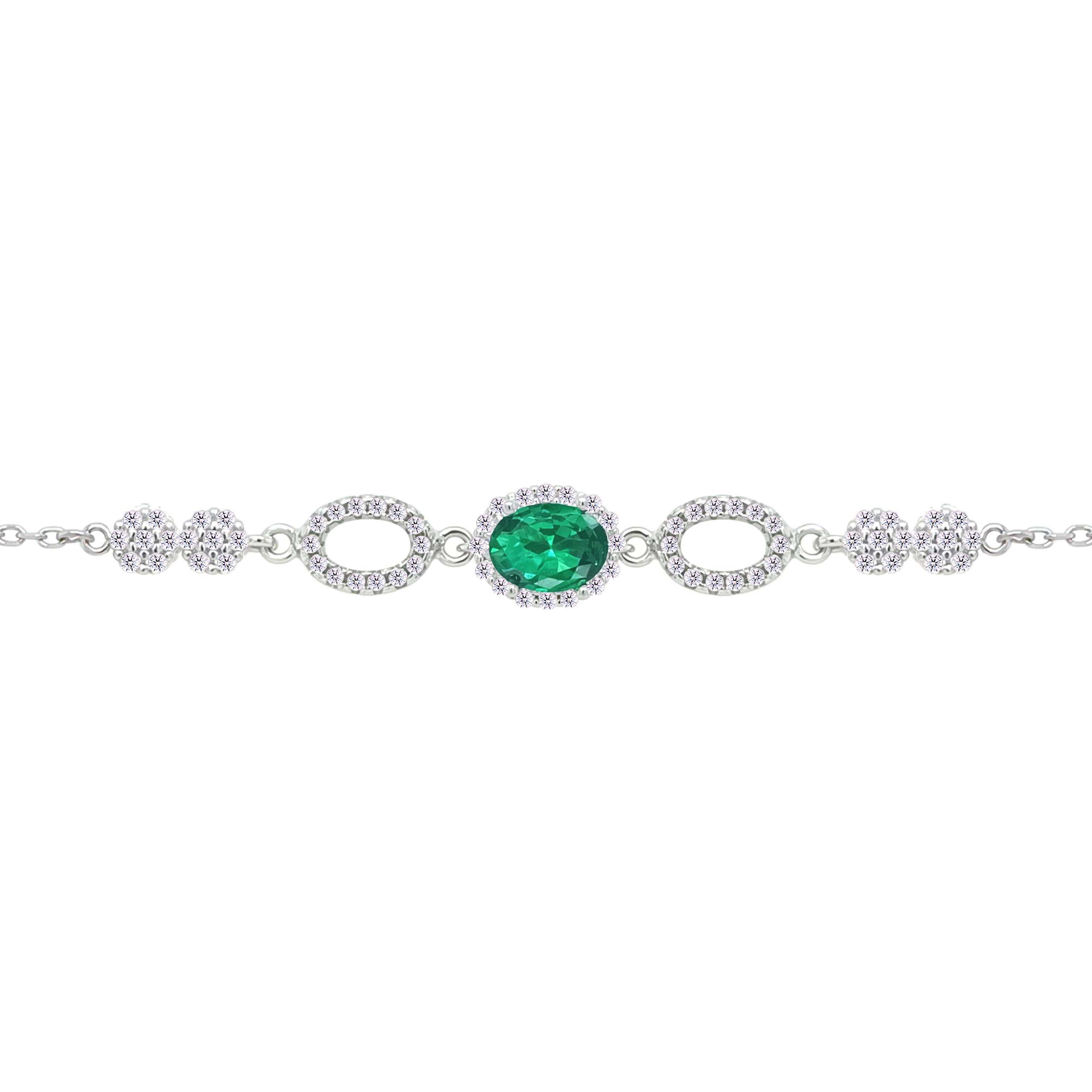 Asfour Crystal Tennis Bracelet With Turquoise Pear & Emerald Zircon In 925 Sterling Silver