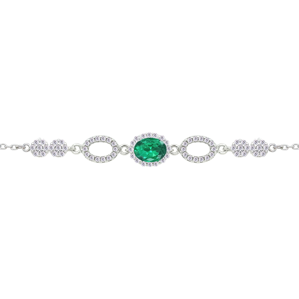 Asfour Crystal Tennis Bracelet With Turquoise Pear & Emerald Zircon In 925 Sterling Silver