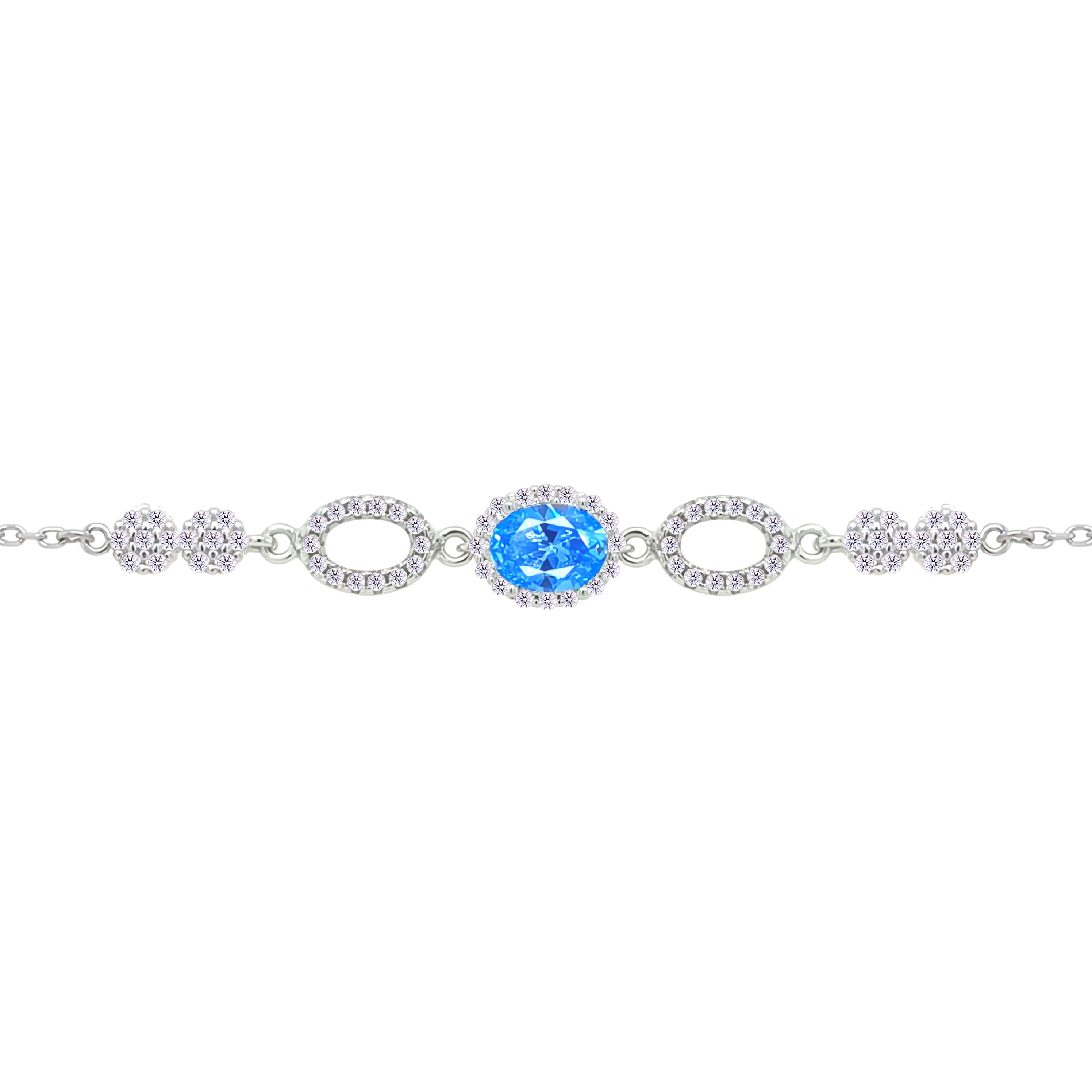 Asfour Crystal Tennis Bracelet With Turquoise Pear & Emerald Zircon In 925 Sterling Silver