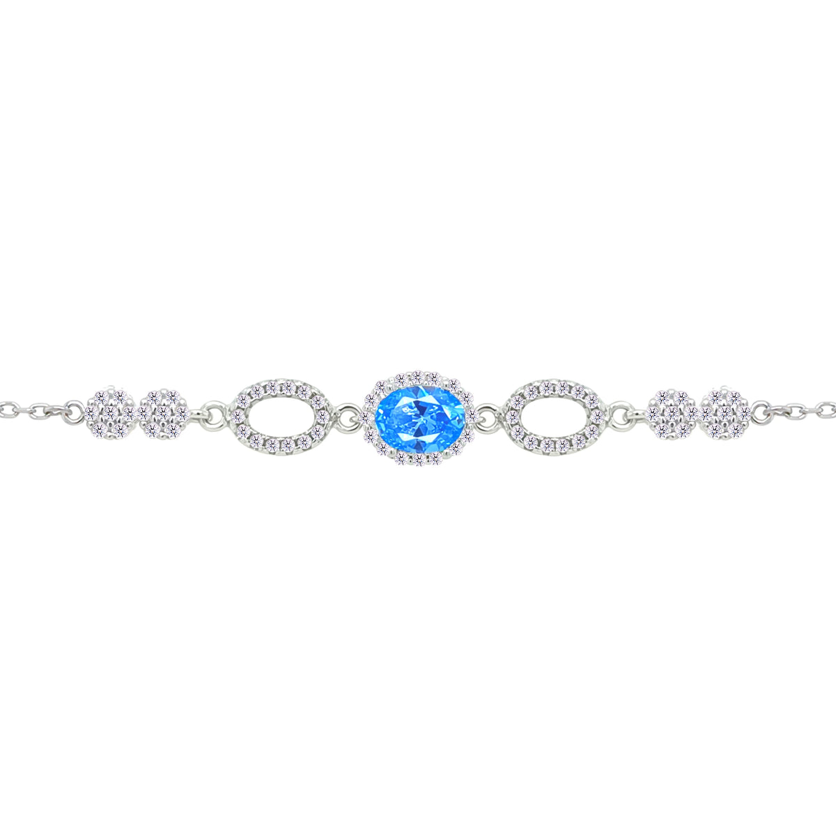 Asfour Crystal Tennis Bracelet With Turquoise Pear & Emerald Zircon In 925 Sterling Silver