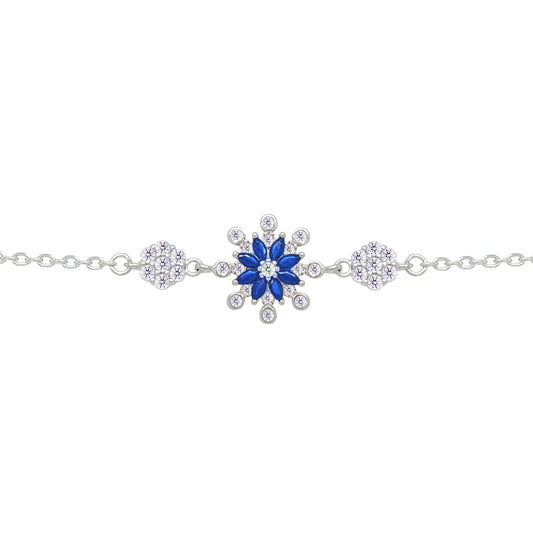 Asfour Crystal Tennis Bracelet With Turquoise Pear & Emerald Zircon In 925 Sterling Silver