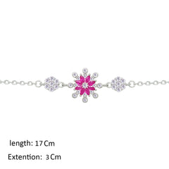 Asfour Creations Chain Bracelet With Fuchsia Flower Design In 925 Sterling Silver – BM0157-WF