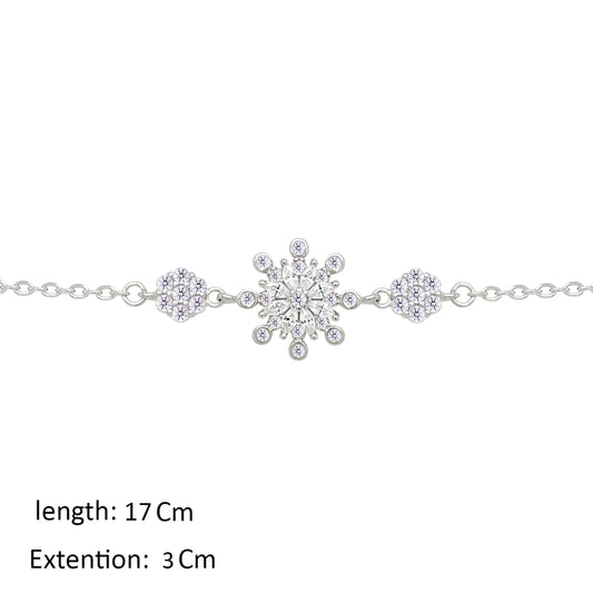 Asfour Crystal Chain Bracelet With Flower Design In 925 Sterling Silver-BM0157