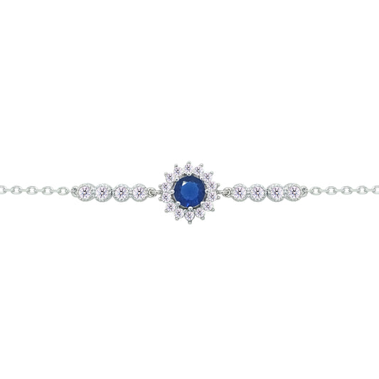 Asfour Crystal Tennis Bracelet With Turquoise Pear & Emerald Zircon In 925 Sterling Silver