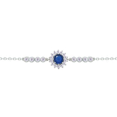 Asfour Crystal Tennis Bracelet With Turquoise Pear & Emerald Zircon In 925 Sterling Silver