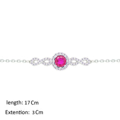 Asfour Crystal Chain Bracelet With Infinity & Fuchsia Round Design In 925 Sterling Silver-BM0159-WF