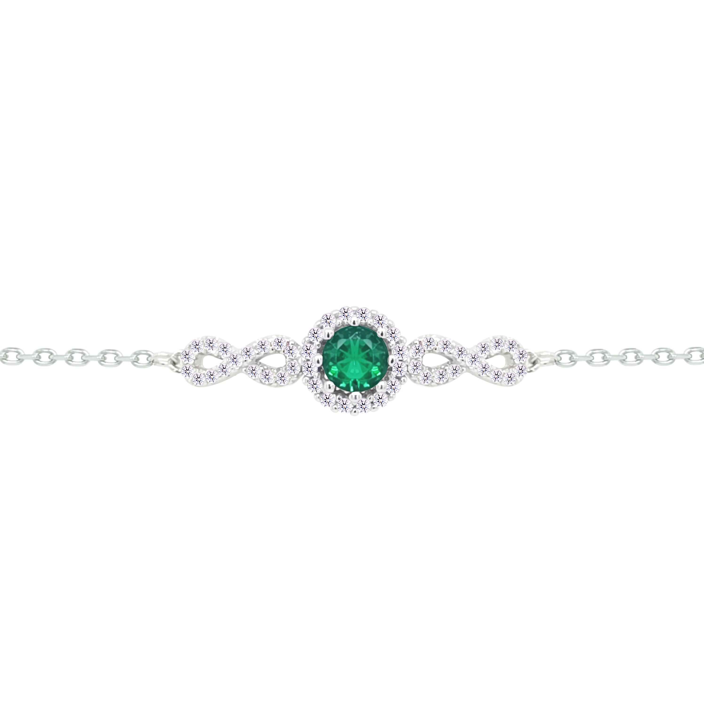 Asfour Crystal Tennis Bracelet With Turquoise Pear & Emerald Zircon In 925 Sterling Silver