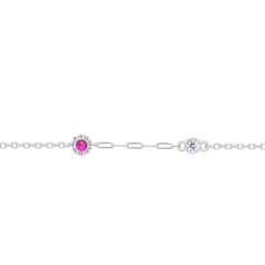 Asfour Crystal Tennis Bracelet With Turquoise Pear & Emerald Zircon In 925 Sterling Silver