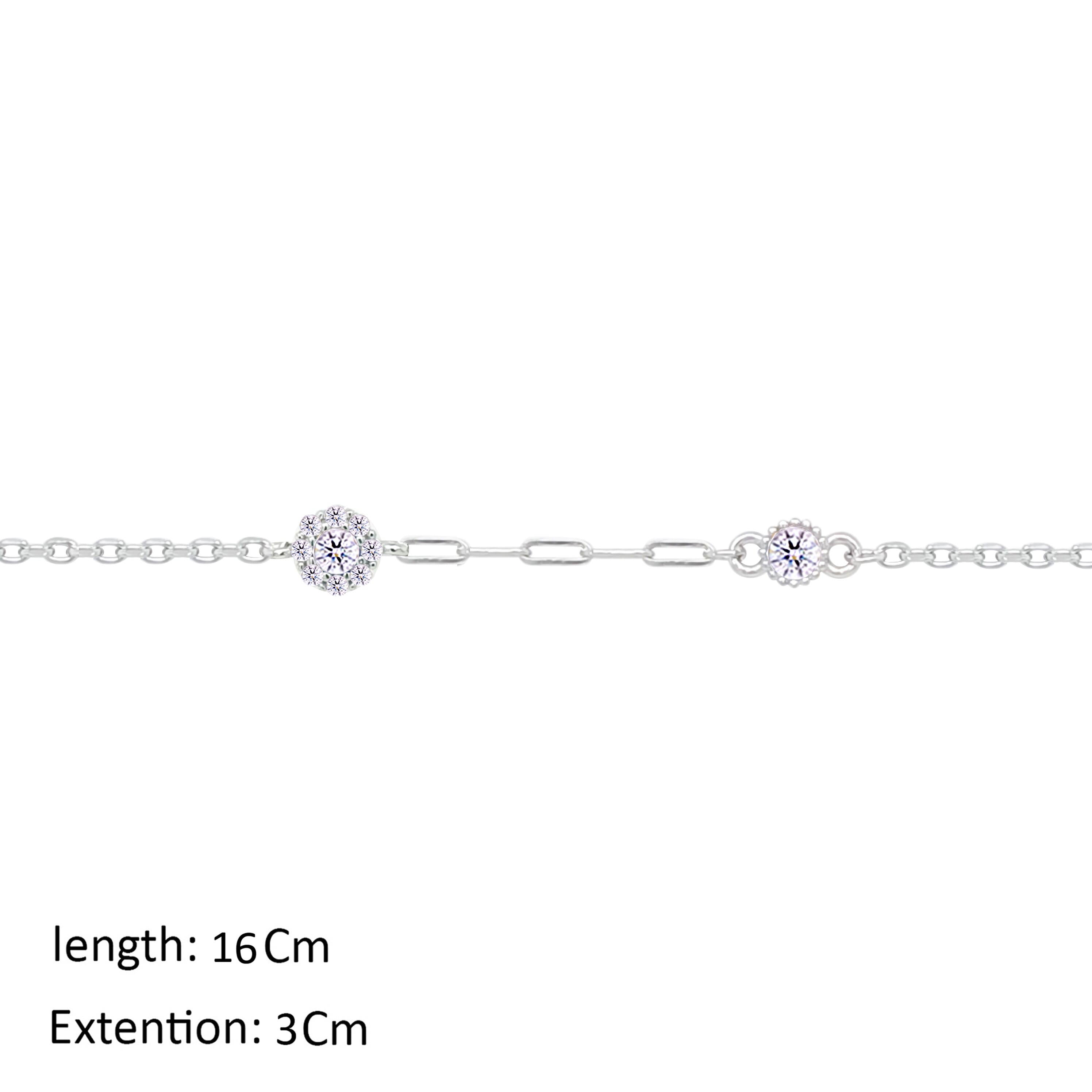 Asfour Crystal Chain Bracelet With Round Zircon Stones In 925 Sterling Silver-BM0160