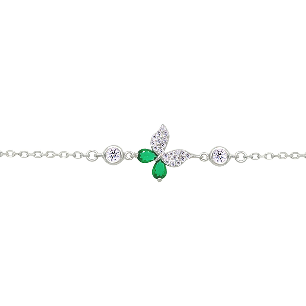 Asfour Crystal Tennis Bracelet With Turquoise Pear & Emerald Zircon In 925 Sterling Silver