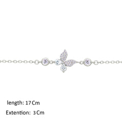 Asfour Crystal Chain Bracelet With Butterfly Design In 925 Sterling Silver-BM0161