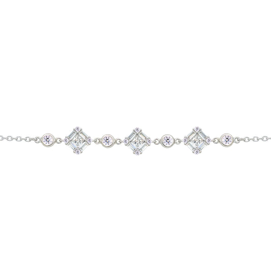 Asfour Crystal Tennis Bracelet With Turquoise Pear & Emerald Zircon In 925 Sterling Silver