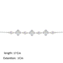 Asfour Crystal Chain Bracelet With Zircon Square Design In 925 Sterling Silver-BM0162
