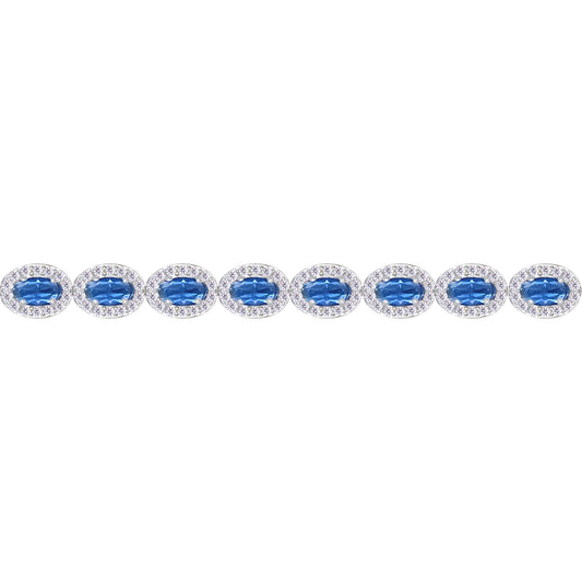 Asfour Crystal Tennis Bracelet With Turquoise Pear & Emerald Zircon In 925 Sterling Silver